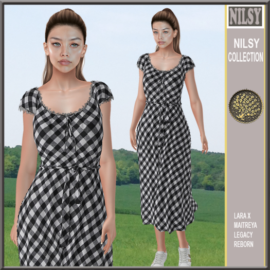 FRINGED NECK VICHY DRESS