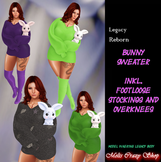 Bunny Sweater & Overknees 25 ink. Stocking