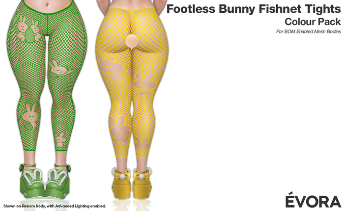 EVORA - Footless Bunny Fishnet Tights (Colour Pack)