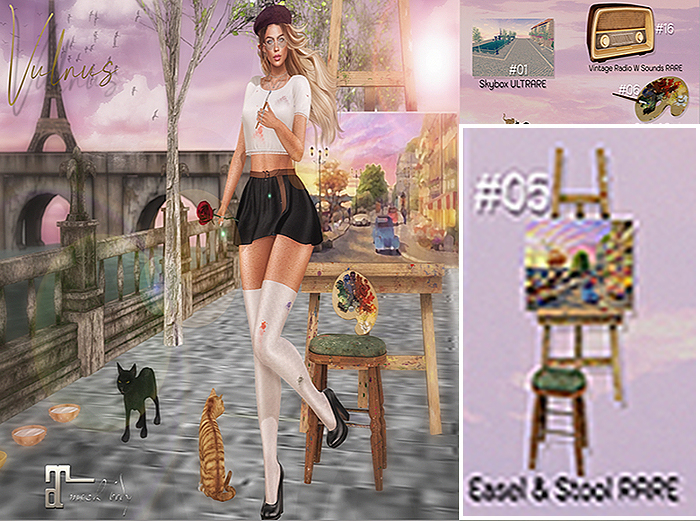 05 Spring In Paris Easel & Stool RARE