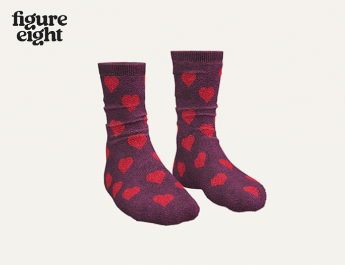 Figure 8 - Fuzzy Heart Socks Purple