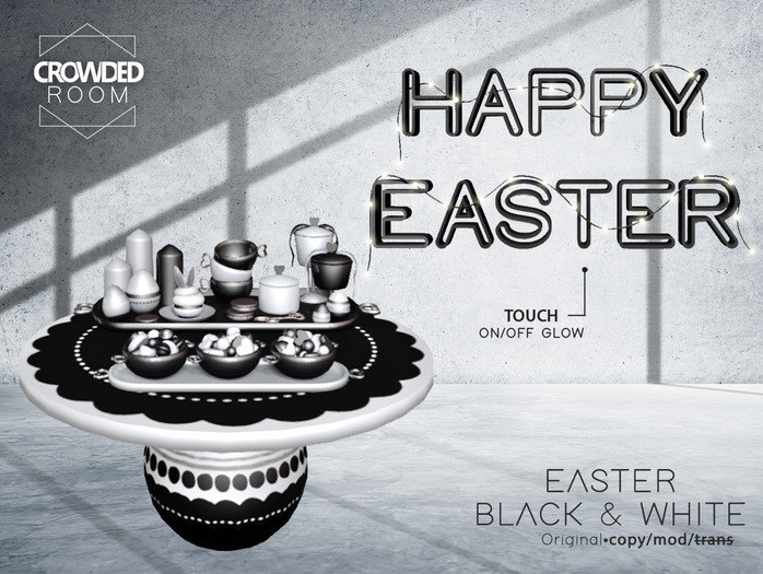 Crowded Room - Happy Easter - Black & White 