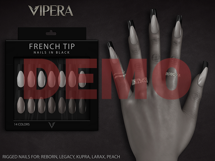 [VIPERA] DEMO French Tip - Square Nails (Black)