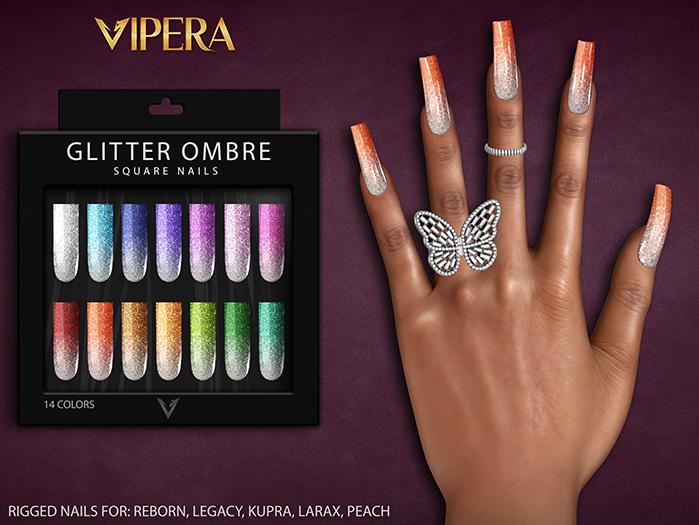 [VIPERA] Glitter Ombre - Square Nails