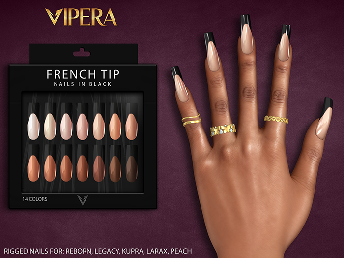 [VIPERA] French Tip - Square Nails (Black)