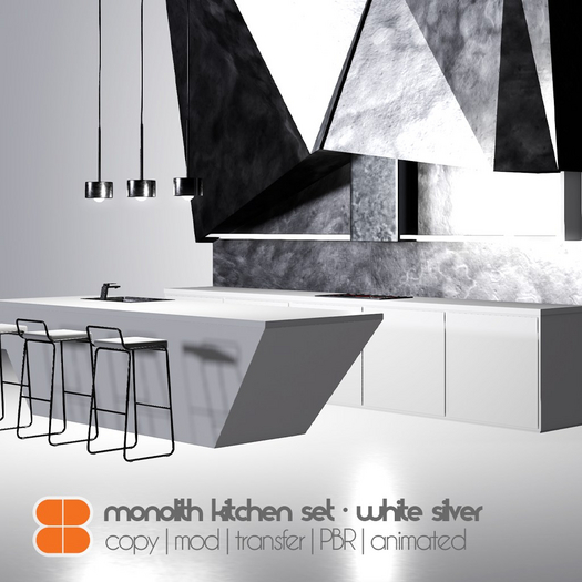 8 Monolith Kitchen Set - WHITE SILVER