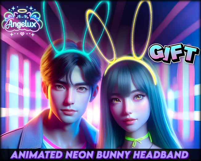 *Angelux* Animated Neon Bunny Headband GIFT