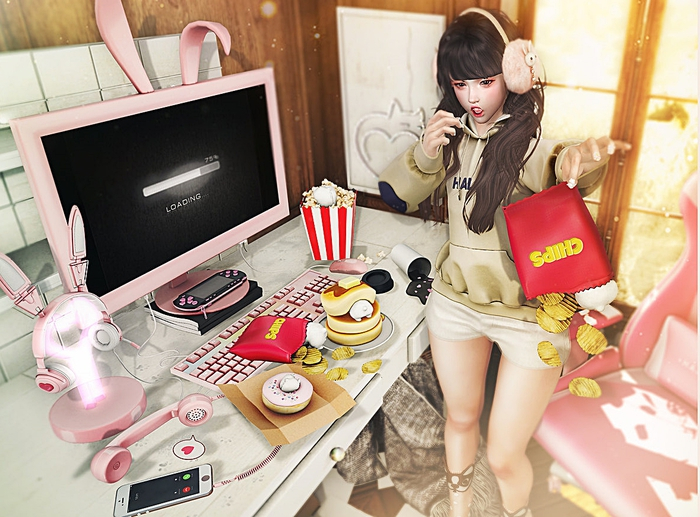 *Tentacio* Bunny homework. Bunny coffee