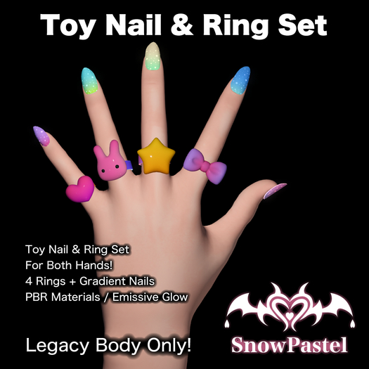 SnowPastel Toy Nail & Ring Set