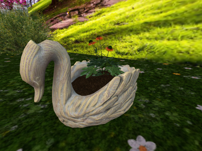 Porcelain Swan with Echinacea - Rare