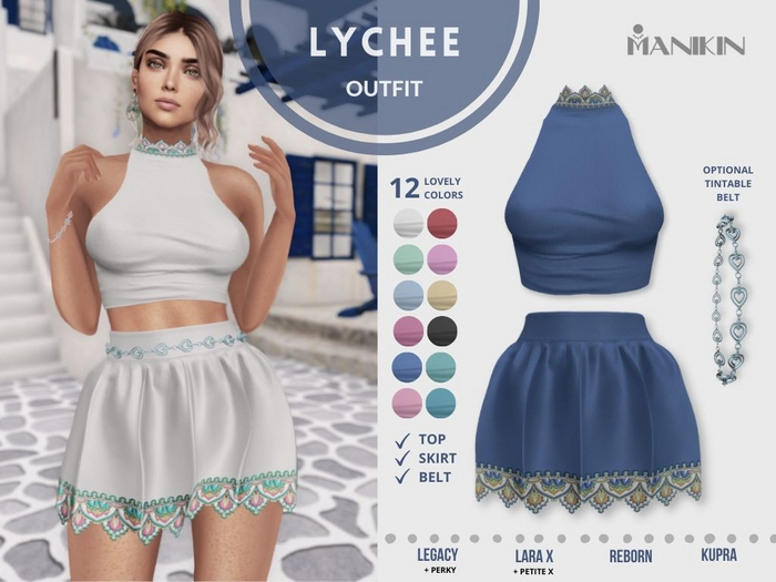 Lace Skirt and Top Outfit Fatpack "Lychee" by Manikin