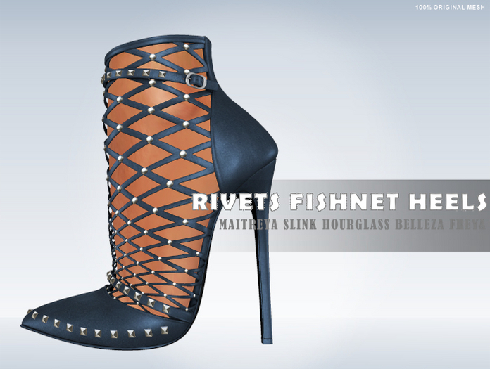 iS Rivets Fishnet Heels NAVY