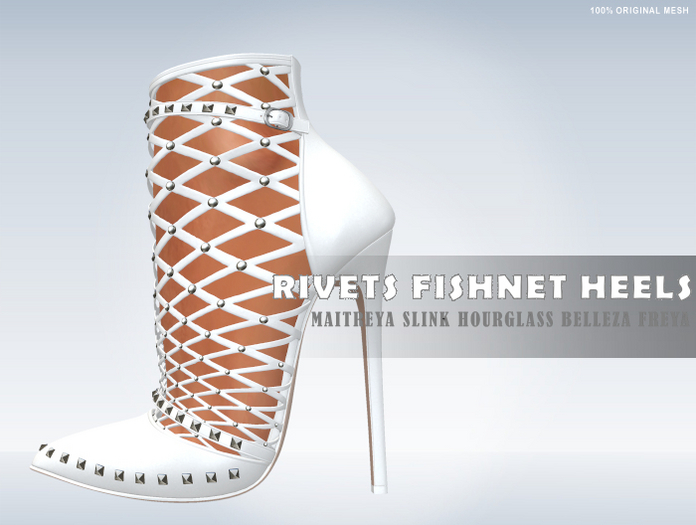 iS Rivets Fishnet Heels WHITE