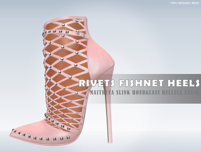 iS Rivets Fishnet Heels BLUSH