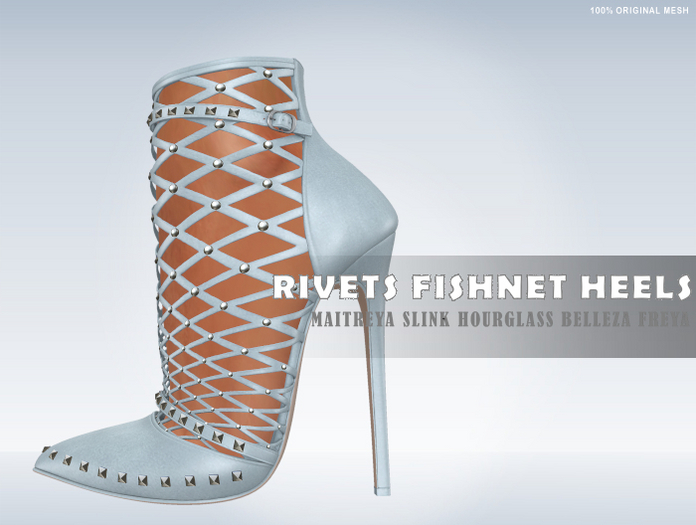 iS Rivets Fishnet Heels DOVE