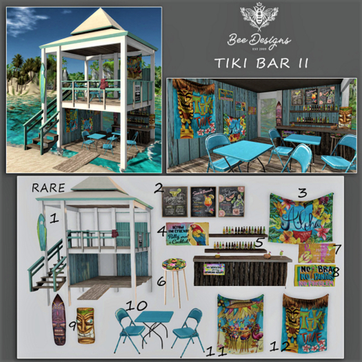 01 Bee Designs Tiki bar II RARE