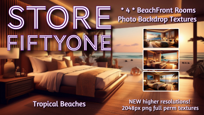 ** FOUR ** Beachfront Room View Photo Studio Backdrop Textures! 2K Res! - Store FiftyOne! 