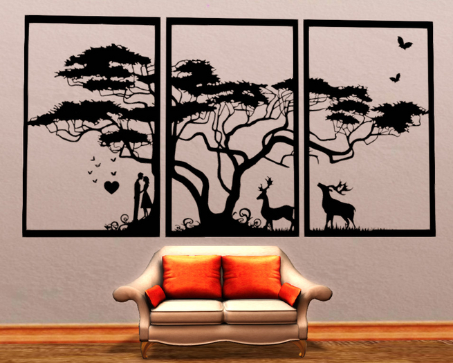 Sticker Mural Tríptico árbol 2