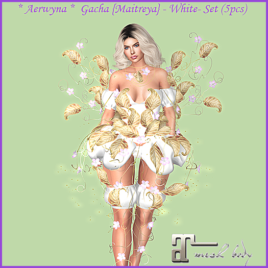 * Aerwyna * White & Gold Dress 1- 5 ( pcs ) for Maitreya