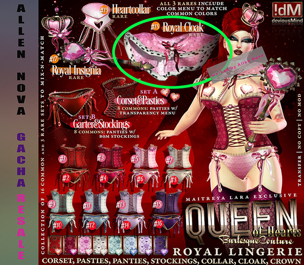 18 !dM Queen Of Hearts **ROYAL CLOAK** (BOX LARA) RARE - SALE !