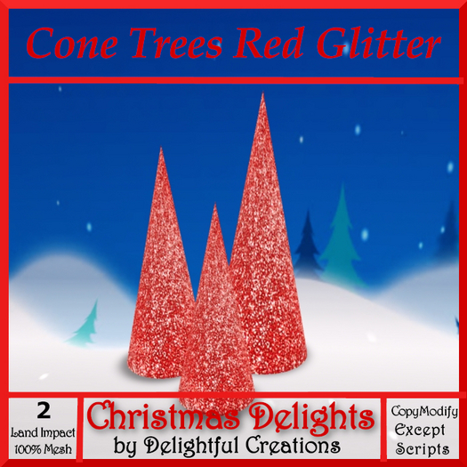 Cone Trees Red Glitter