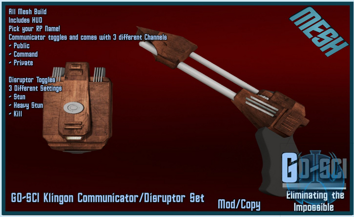 GO-SCI Klingon Comm/Disruptor  Packaged,1.6c no transfer