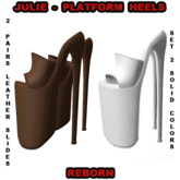 Julie-Leather Heels-Set 2-Solid Colors-White & Brown-Reborn