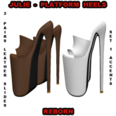 Julie-Leather Heels-Set 1-Accent Colors-White & Brown-Reborn