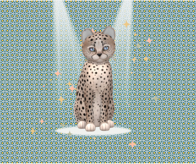 Kittycats 7T M Cheetah Washed Blue Mink Tapestry Allure