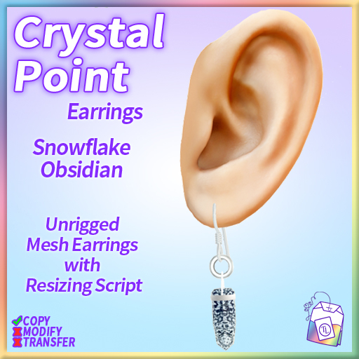 ~TL~ Crystal Point Snowflake Obsidian Earrings