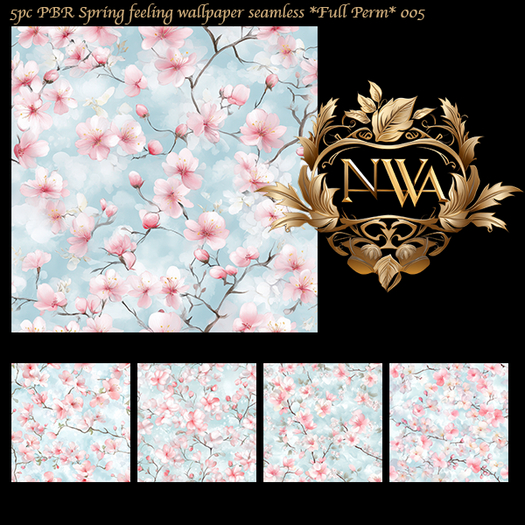 5pc PBR Spring feeling wallpaper texture seamless *Full Perm* 012