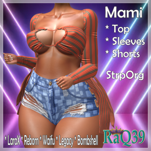 [R39] Mami Top/Sleeves & Shorts-StrpOrg