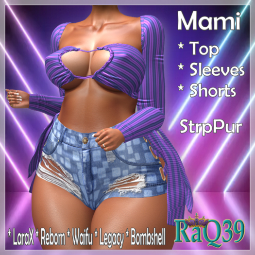 [R39] Mami Top/Sleeves & Shorts-StrpPur