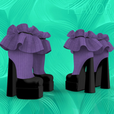 Black Purple Ruffle Heels Kupra