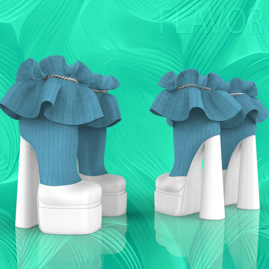 White Blue Ruffle Heels Legacy