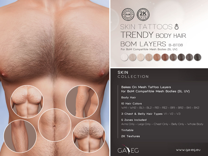 NEW !!! [GA.EG] Tattoos - B-BT08 Trendy Body Hair - BOM 2K