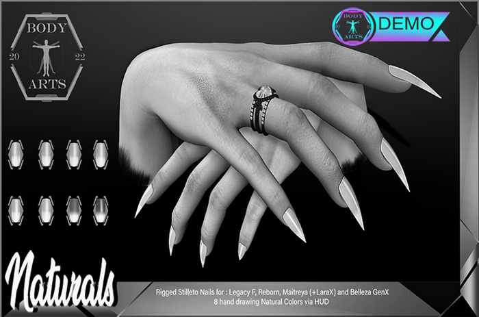 BodyArts Natural Stilleto Nails DEMO