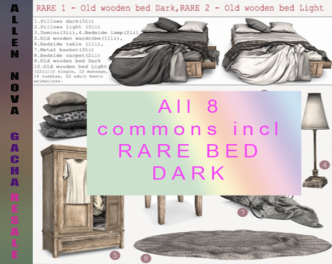 K&S - // Old wooden SET  incl BED DARK RARE 1 (rezz) - SALE !