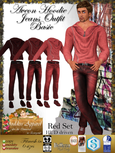 *Goddess* Aveon Hoodie Outfit - Basic - Reds