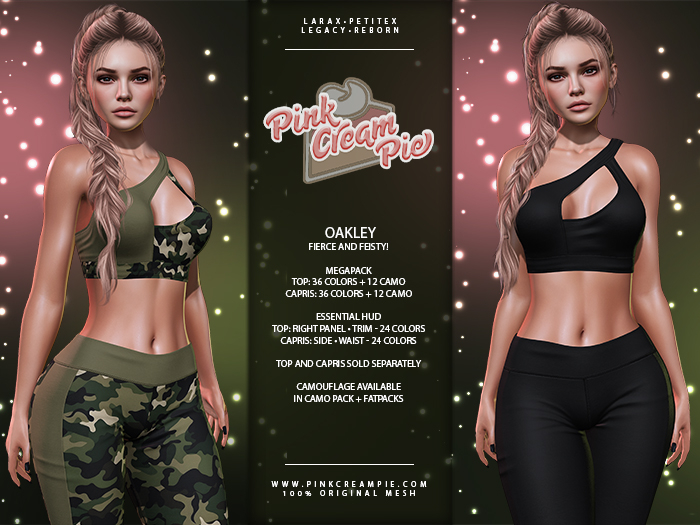 Oakley Crop Top + Capris [MEGAPACK] - Maitreya LaraX • PetiteX • eBody Reborn • Legacy Yoga Outfits
