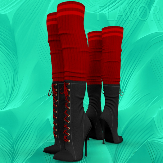 Black Red Socks Boots Reborn
