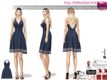 Full Perm Mid Night Blue Sleeveless Open Back Halter Neck Party Skirt Dress Maitreya 5.3 LaraX Slink Legacy Ebody Reborn