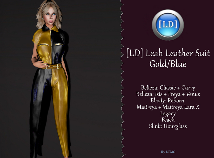 [LD] Leah GOLD/BLUE Leather Suit