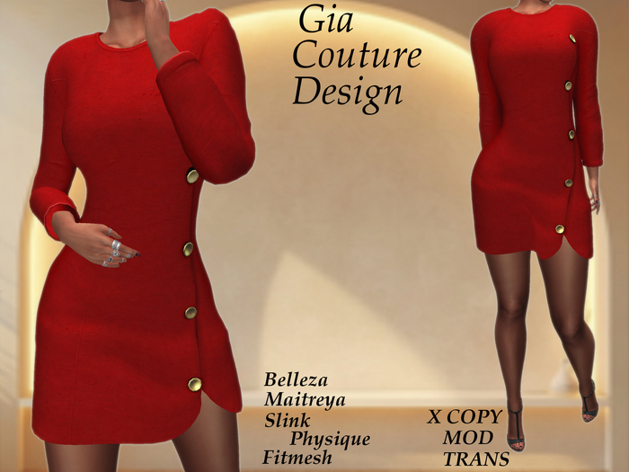 "GCD" Jamie Button Dresses Red