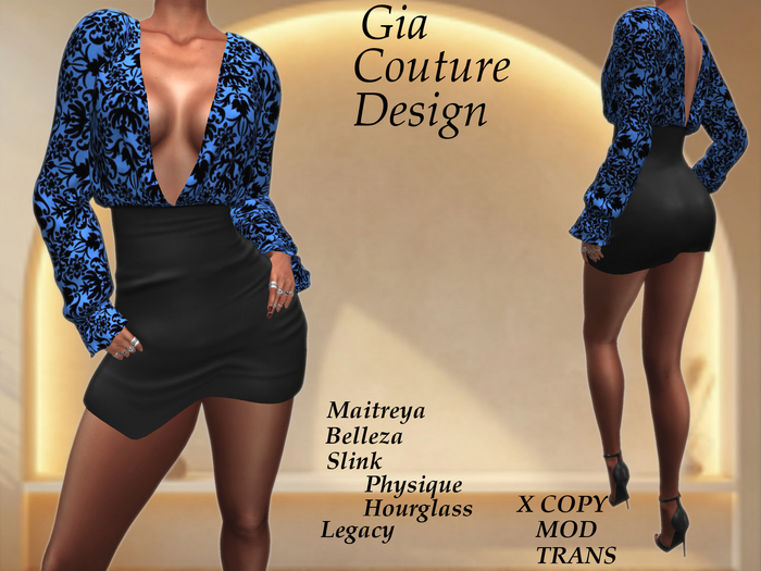 "GCD" Ramsy Low Cut Dresses Blue