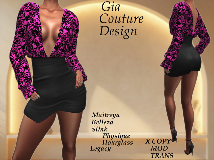 "GCD" Ramsy Low Cut Dresses Pink