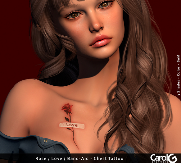 [CAROLG] Band-Aid/Rose/Love/ Chest Tattoo 