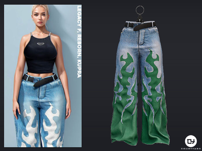 ''COURTYARD" LAGOS DENIM - GREEN