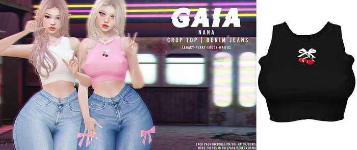 Gaia - nana crop top - black