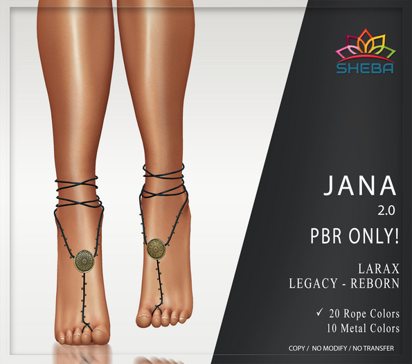 Jana Ethnic Foot Jewelery 2.0 (Fatpack) ~ Maitreya LaraX, Legacy, Reborn  /PBR Only!
